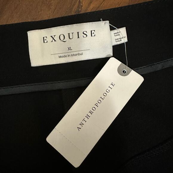 ANTHROPOLOGIE EXQUISE Trouser Pants Black HR Straight Leg Preppy NWT - Picture 9 of 16